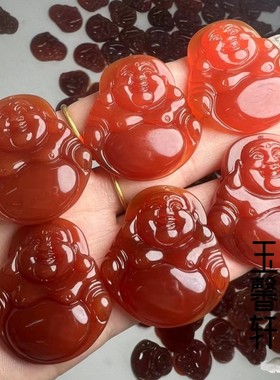 天然红玛瑙大肚佛吊坠