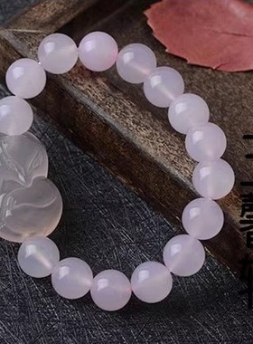 天然粉玉髓狐狸手链女单圈