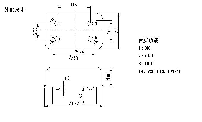 长方形 TXCO 1MHZ 2MHZ 4MHZ 12M20M24M25M80M100M温补晶振高精度 - 图3