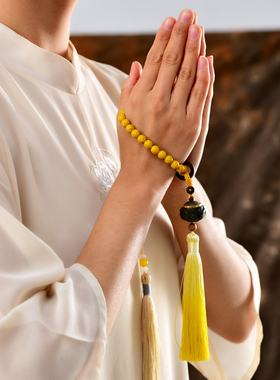 纯然炭烧色流苏手链文玩佛珠手串