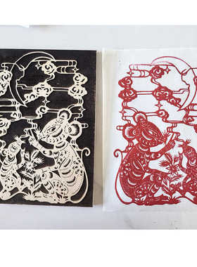 手工剪纸刻纸送老外木版年画