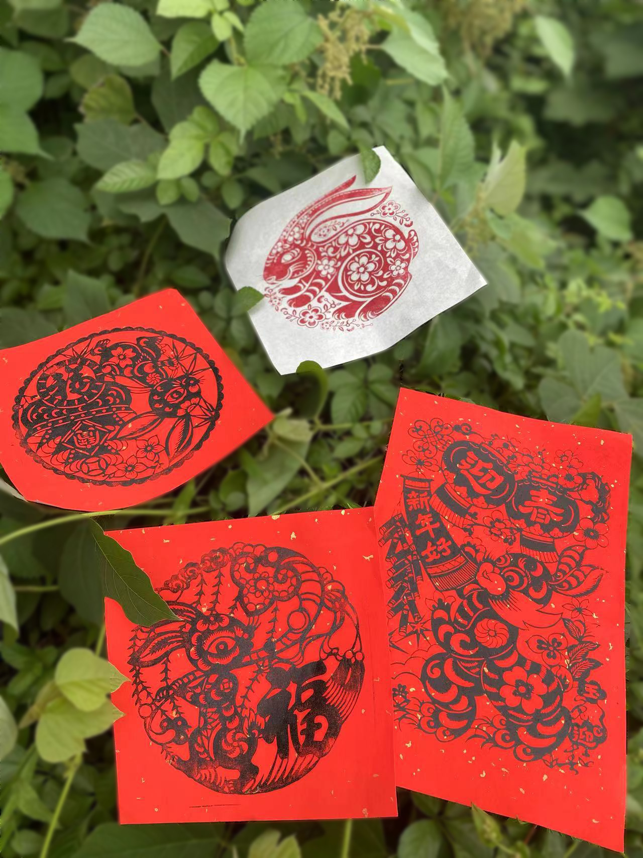 新春雕版兔年福板年画系列木雕版实木版画可定制春节木刻_虎窝淘