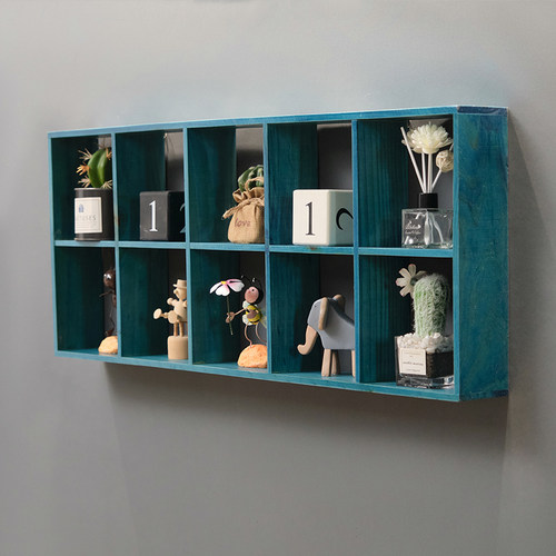 实木复古壁饰收纳格子展示柜可悬挂木架墙面装饰挂饰墙上置物架 - 图2