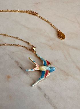 可爱七彩燕子小鸟项链