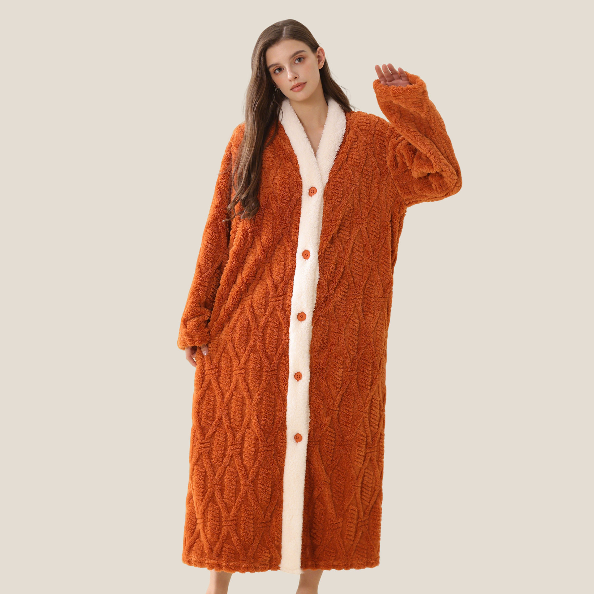 睡袍女长款系扣子可外穿加厚浴袍情侣睡衣珊瑚绒男士家居服长袍冬,淘宝优惠券,粉丝福利购,淘宝优惠卷