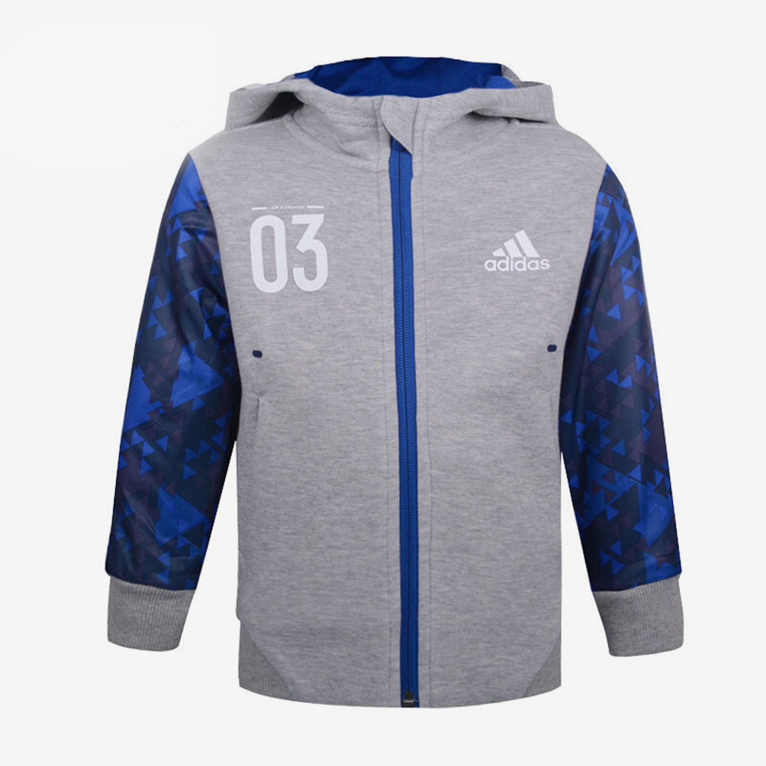 Adidas/阿迪达斯正品小童装训练连帽茄克运动外套 CV5384 CV5385 - 图0