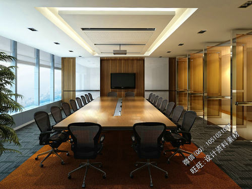 办公会议室会议厅装饰设计实景照片效果图工装现代欧式办公室设计 - 图0