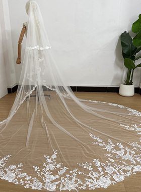 新娘婚礼进口本白高清软纱头纱