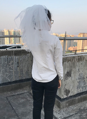 多层白色珍珠旅拍蓬蓬百搭硬纱