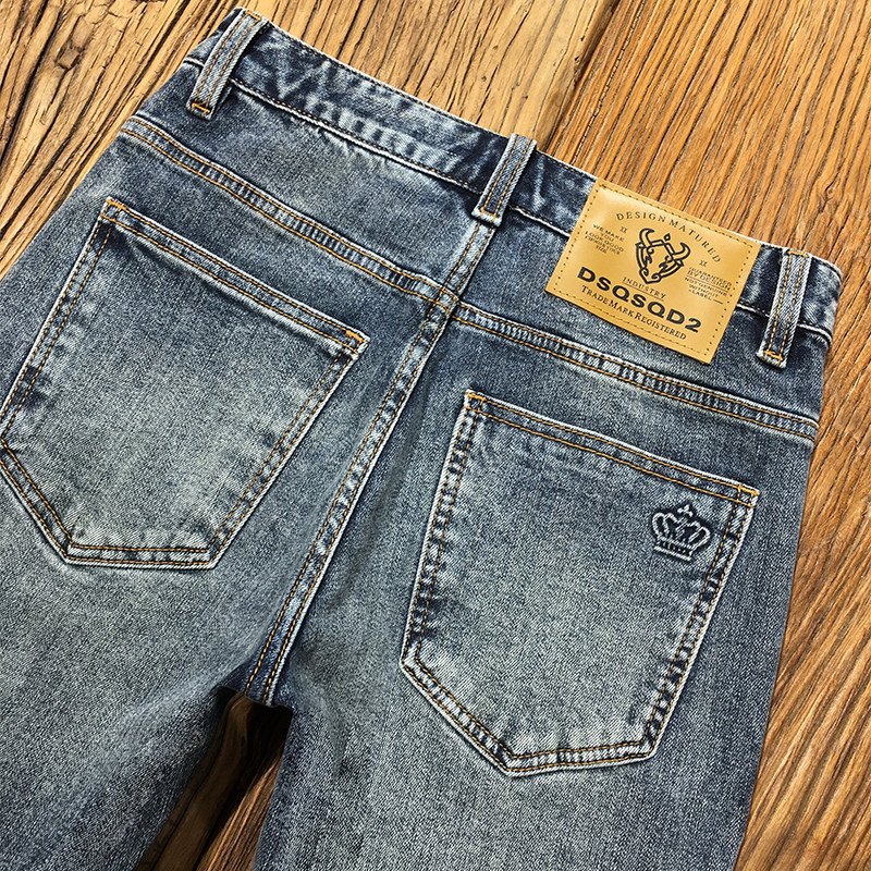 小皇冠春季牛仔裤男九分裤欧洲站潮牌高端潮流弹力修身小直筒长裤,淘宝优惠券,粉丝福利购,淘宝优惠卷