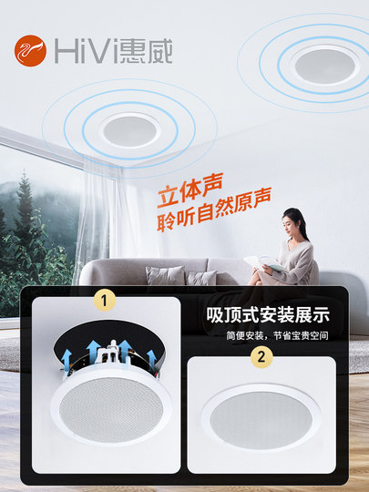 Hivi/惠威 VX6-C吸顶喇叭背景音乐同轴音箱会议天花吊顶音响套装5