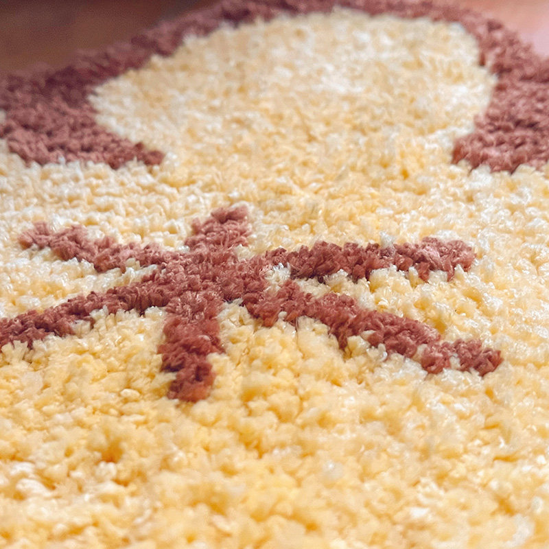 软绵绵自制动森x布丁狗背影地毯tufting猫咪坐垫黄色修勾屁屁地,淘宝优惠券,粉丝福利购,淘宝优惠卷