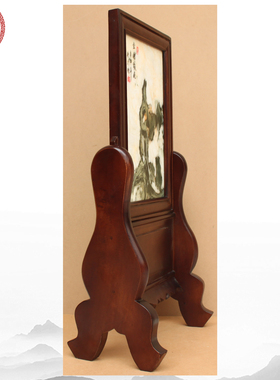 天然大理石画 象形画 金鸡报晓 少女  插屏台屏屏风摆件 奇石收藏