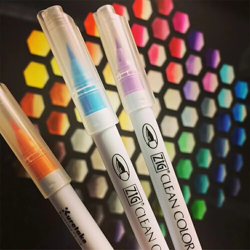 日本Kuretake/吴竹6000AT软毛水彩笔刷手帐简笔画Brush Lettering - 图0