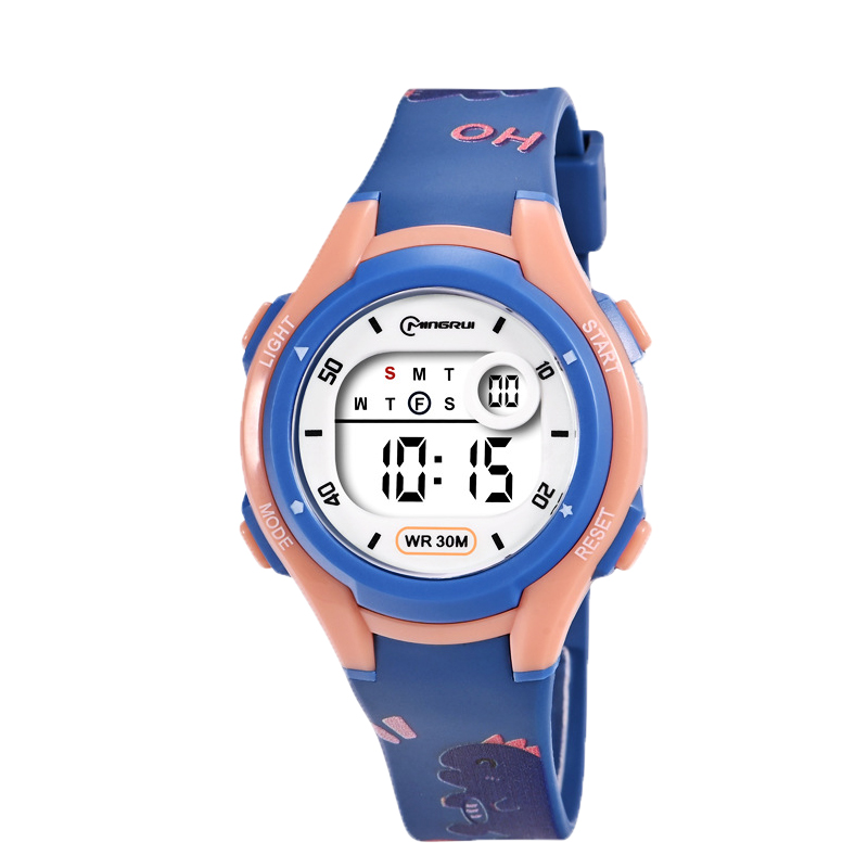 儿童电子手表男童女孩夜光男生恐龙男生小学生专用闹钟计时电子表 - 图3