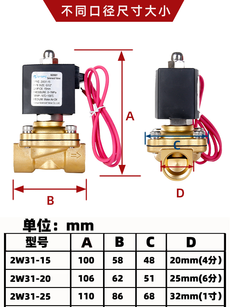 2W31-15二位二通式电磁阀水阀2W31-20气阀防水螺纹防雾型2W31-25-图2