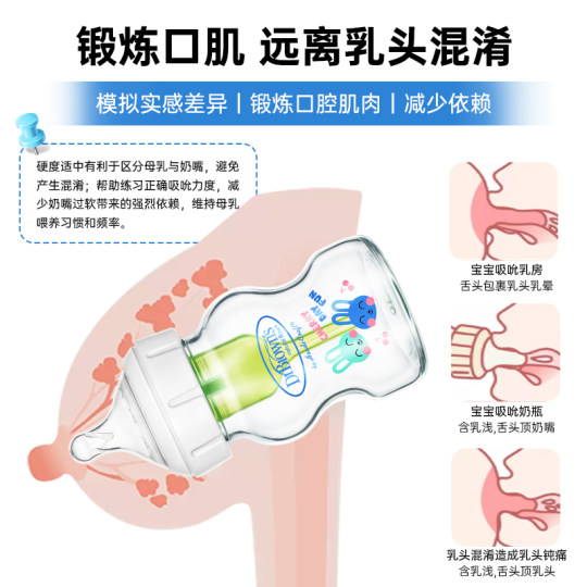 布朗博士官方旗舰店正品新生婴儿宝宝适配宽口奶瓶仿母乳硅胶奶嘴