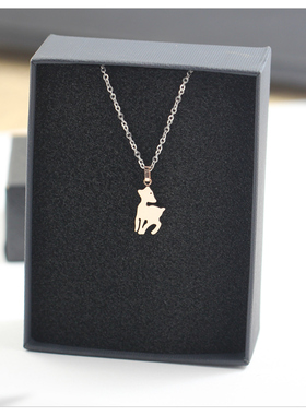 韩国百搭时尚玫瑰金可爱小梅花鹿项链女镀14K金短款锁骨链配饰-E9