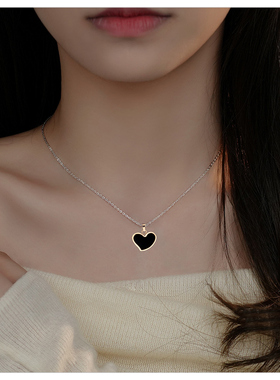 滴胶心项链锁骨链女送女友生日礼物玫瑰金色简约气质吊坠百搭颈链