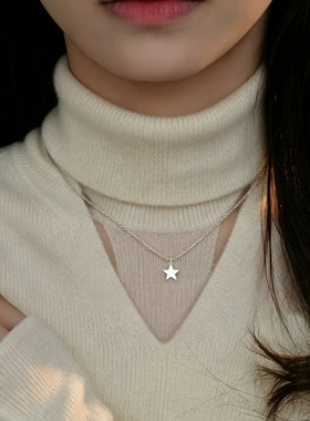 简约细小五角星星银色项链女ins风小众设计锁骨链气质百搭送闺蜜