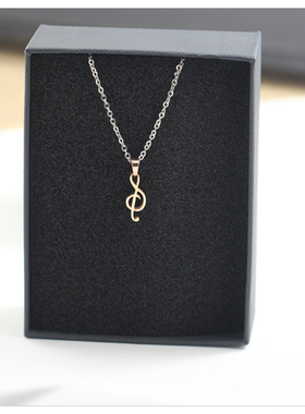 韩版简约音乐符号项链女镀14K玫瑰金锁骨链彩金钛钢饰品短链子