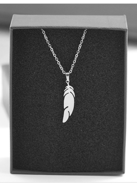 百搭玫瑰金色项链14K彩金锁骨链女短款羽毛简约韩版项链女不褪色