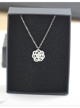 玫瑰花朵项链女简约韩系银色高级感轻奢精致小众百搭锁骨链配饰女