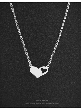 时尚韩国镀14K彩金钛钢玫瑰金爱心中心项链女短锁骨链饰品颈链女