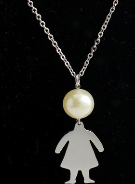珍珠小女孩项链女锁骨链日韩配饰简约吊坠百搭时尚毛衣链生日礼物