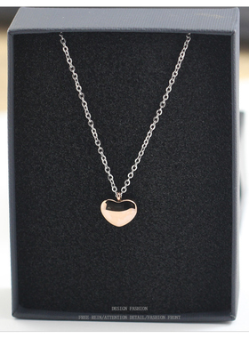立体心颈链简约心形银色项链女日韩爱心吊坠锁骨链配饰品女生礼物