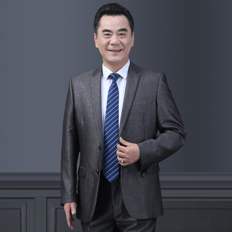 商务休闲中老年西服xs小个子秋纯色条纹160小码修身百搭西装外套s