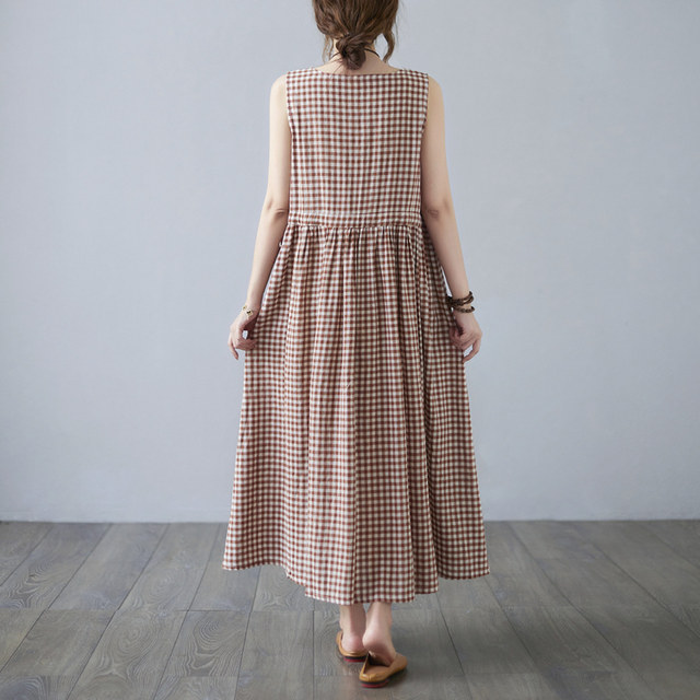 2021 New Literary Retro Washed Sleeveless Round Neck