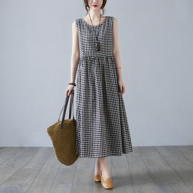 2021 New Literary Retro Washed Sleeveless Round Neck