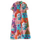 Summer new loose large size printed splicing casual simple sweet short-sleeved dress square collar extended shirt