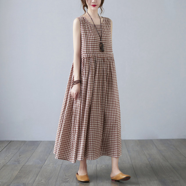 2021 New Literary Retro Washed Sleeveless Round Neck