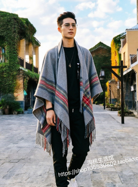 春秋英伦范男女防寒保暖披肩旅游