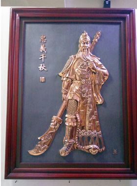 紫铜浮雕关公中式走廊过道