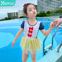 Child Swimsuit Girl Summer Conjoined Mid-Child Baby Cartoon 2023 New Cute Princess Fashion Baby Swimsuit