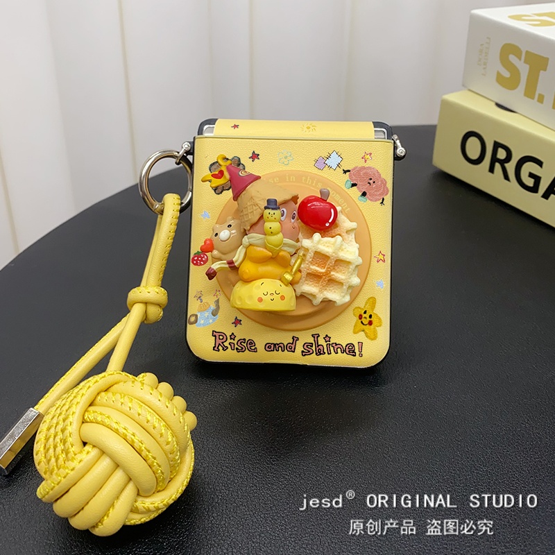 冰淇淋星星小人适用摩托罗拉razr50ultra手机壳折叠屏razr60新款磁吸支架带挂绳motorazr60铰链全包保护套女 - 图0