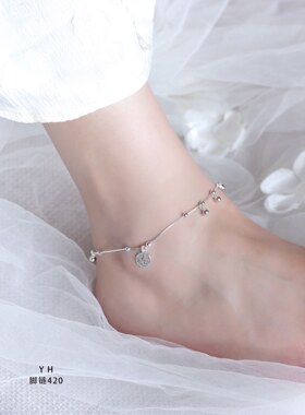 光光的脚上要有美丽的脚链来修饰新款来袭怎么美怎么穿纯银雪花银