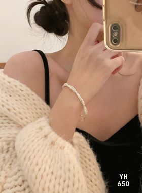 纯银双层缠绕珍珠碎银手链双层缠绕设计碎银和珍珠的光泽好运连连