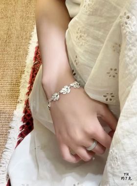 纯银清冷感掐丝手链叠戴是新中式的温柔美感/好运连连/雪花银熟银