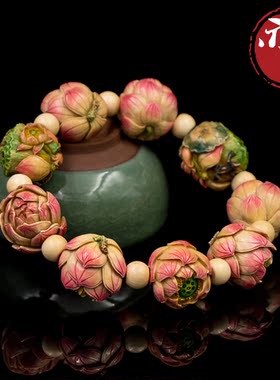 猛犸象牙精工彩绘回流保真手串