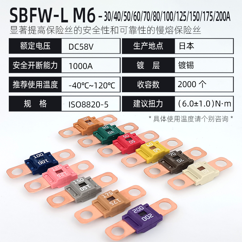 进口精工PEC保险SBFW L2系列30A40A50A80A125A150A200A58V M6孔 - 图1