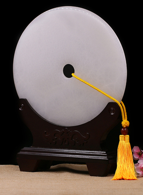 玉石平安扣玄关摆件天然玉石桌面