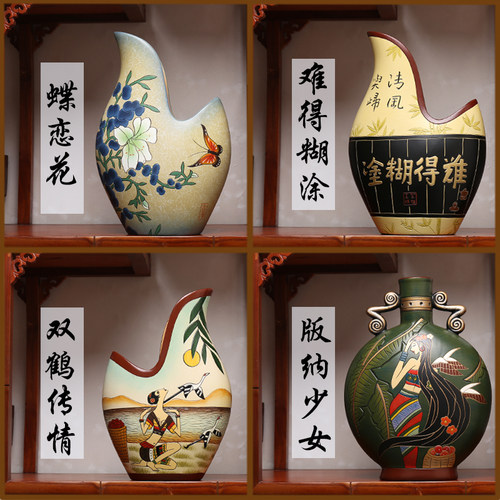 中国云南民族风丽江特色装饰品纪念品手工艺品轻奢玄关博古架摆件 - 图1