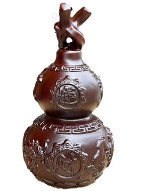 正宗府巴西花梨黑檀木招财纳福葫芦摆件玄关家居客厅电视柜装饰品