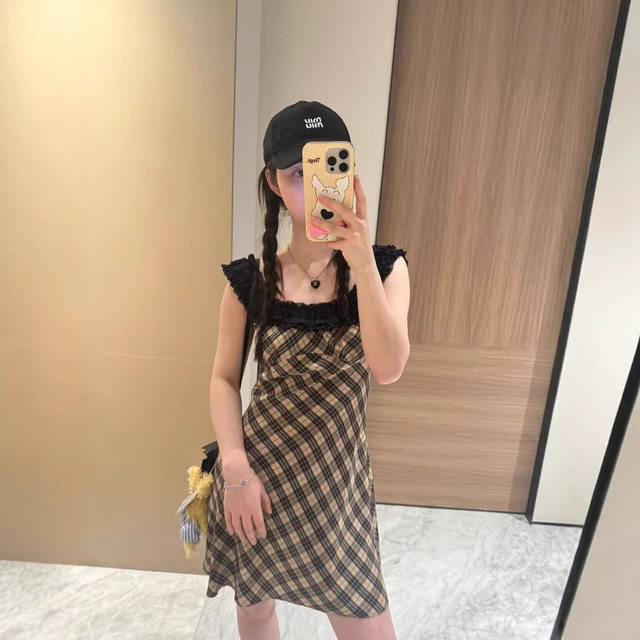 Double plaid dress fashionable sleeveless skirt