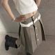 New Premium Vintage Lace Button Pleated Skirt