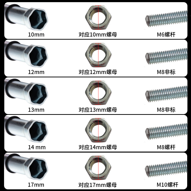 轻钢龙骨吊顶调平套筒14mm加长空心丝杆m8吊杆内六角手电钻套筒头 - 图3